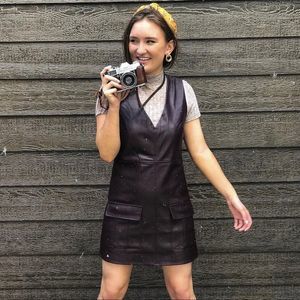 Faux leather purple/brown pull over dress